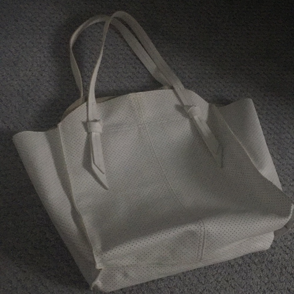 White leather soft tote bag